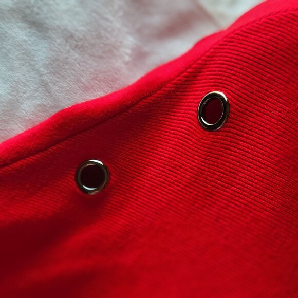 Rosstree Lane Red Turtleneck Poncho Fringe Hem & Metal Hole Details-OS - Picture 7 of 11
